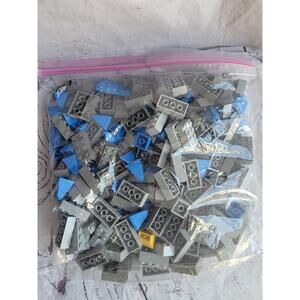 1 Lb Lot Mostly Gray And Blue Mixed Lego